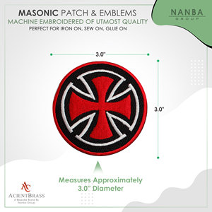 Maltese Cross Cloth Patch Embroidered Applique Sewing Clothes Apparel Accessories Badges Circular Red - Product Image 3