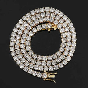VVS Moissanite Tennis <b>Chain</b> 925 Sterling Silver Rhodium Plated <b>Iced</b> <b>Out</b> Men's Hip Hop Necklace - Product Image 1