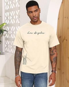 Camiseta de Verano de Manga Corta con Estampado Gráfico de Los Ángeles, 100% Algodón, Camisetas Casuales para Hombre - Product Image 3