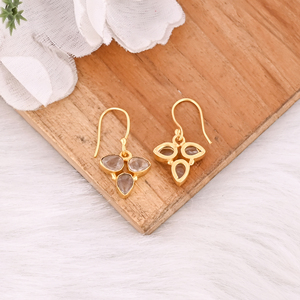 Natural Rose Quartz <b>Leaf</b> Earrings Handcrafted Gemstone <b>Jewelry</b> For Women - Product Image 4
