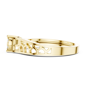 Anillo de Compromiso de Oro Amarillo con Diamantes en Racimo, Corte Brillante Redondo, Clásico, Anillo de Boda para Mujer - Product Image 4
