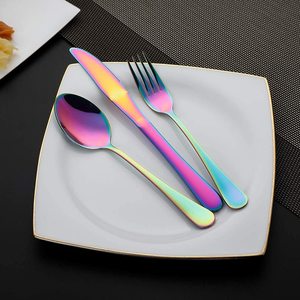 Rainbow Stainless Steel Cutlery Set with Spoon Fork Knife Chopsticks Travel Case <b>Mirror</b> Polish Durable Modern Design - Product Image 5