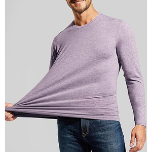 T-shirt en coton à manches longues pour homme, décontracté, uni, coupe confortable - Product Image 5