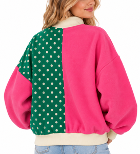 Sudadera de cuello alto a cuadros oversize para mujer al por mayor con bordado de letras personalizado, suéter tipo jersey - Product Image 5