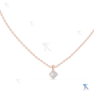 Collar con Colgante Solitario de Diamante Cultivado en Laboratorio, Corte Princesa, 0.50 Ct, Oro Sólido de 14K/18K, Joyería Clásica para Mujer, Regalo para Fiestas - Product Image 3
