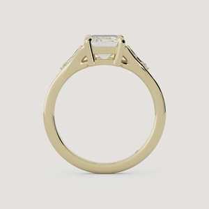Anillo de Compromiso de Tres Piedras con Diamante Cultivado en Laboratorio con Corte Esmeralda, Oro Sólido de 14k/18k, Anillos de Boda Modernos Cónicos de 1.7mm, Venta al Por Mayor - Product Image 5
