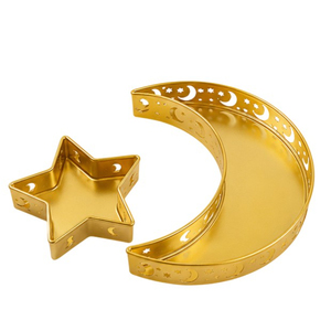 Juego de Recipientes Redondos de Hierro para Comida Iftar, Diseño Maravilloso, Cesta Decorativa con Corte Láser en Forma de Luna Creciente para Dulces, Golosinas y Frutos Secos - Product Image 5