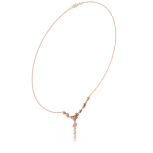 Collier pendentif floral en diamant de culture, or rose |   Collier en Y élégant avec diamant marquise pour femme, idéal comme cadeau - Product Image 2