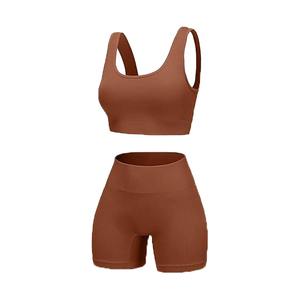 Ensemble de yoga sans couture personnalisé pour femmes, soutien-gorge de sport et short 2 pièces, ensemble de fitness pour la salle de sport - Product Image 6