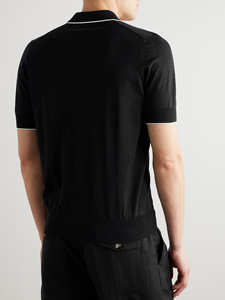 Polo en maille fine pour homme, personnalisé, avec bordure contrastée, poche poitrine, manches courtes, léger, respirant, décontracté, pour le golf, vente en gros - Product Image 3