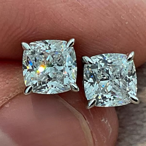 Moissanite 1CT Cushion Cut Diamond <b>Stud</b> Earrings Pushback 925 Sterling <b>Silver</b> Fine For Women's Proposal Gift For Engagement - Product Image 1