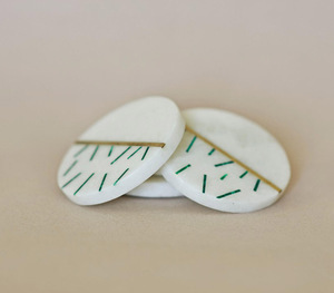 Luxury Marble <b>Drink</b> <b>Coasters</b> with Brass Strip Inlay Glossy Surface Handmade Custom <b>Coaster</b> Set for Business Gift Table Decor - Product Image 2