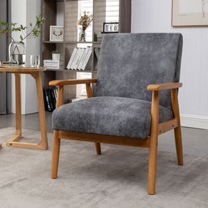 Poltrona classica moderna in stile Mid-Century, larga 25,38 pollici, grigia, per soggiorno - Product Image 5