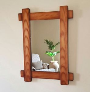 Cadre de miroir en bois écologique avec finition en bois naturel, bordure de miroir décorative faite à la main pour chambre à coucher, salle de bain, salon - Product Image 4