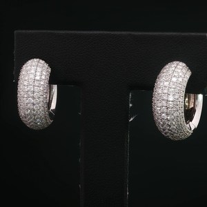 Moissanite Round Cut Diamond Wide <b>Huggie</b> Earrings With 925 <b>Silver</b> Fine Romantic Jewelry for Women's Engagement Gift - Product Image 1