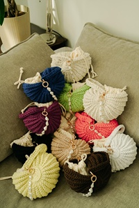 Sac bandoulière en crochet en forme de coquille avec décoration de perles, style bohème, sac à main pour femme - Product Image 6