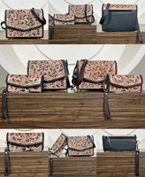 Sac à main à bandoulière en cuir véritable usiné à la main de grande capacité à la mode pour femmes et portefeuille de bracelet assortis ensembles combinés de deux pièces