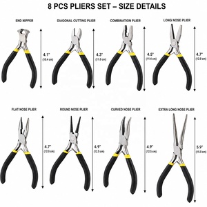 High Quality Stainless Steel Jewelry <b>Pliers</b> <b>Set</b> 8 Piece Hand Tool Kit Needle Nose Wire Cutter Nose <b>Pliers</b> for DIY Repair BY ZUOL - Product Image 2