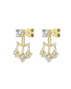 Boucles d'oreilles pendantes en or blanc 14 carats avec diamants de laboratoire taille ronde, style chandelier, pour femmes et jeunes filles - Product Image 5
