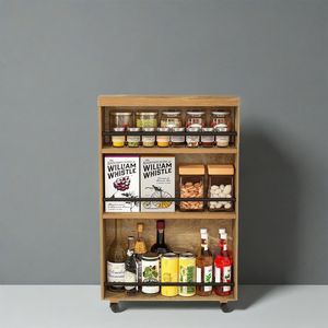 4 Tier Slide Slim Utility Storage Cart Rolling Narrow Kitchen and Laundry Cart with <b>Wheels</b> for <b>Small</b> Spaces - Product Image 2