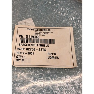 Tokyo Electron TEL D119348 <b>Spacer</b>, Sput Shield - Trusted Global Legacy Semiconductor Equipment and Parts at - Product Image 1