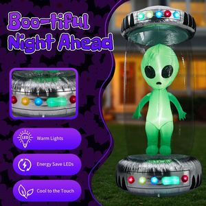 Decorazione Gonfiabile di Halloween in PVC Alta 2,5 Metri con LED RGB Animati UFO Alieno Preilluminato per Esterni - Product Image 6