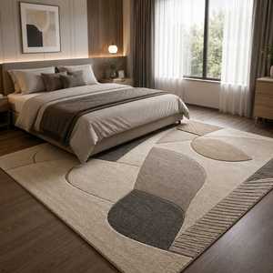 Tapis moderne abstrait à motifs géométriques, tufté à la main, en laine de Nouvelle-Zélande, à poils moyens, doux et confortable, design et taille personnalisés - Product Image 4