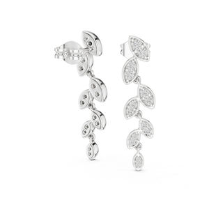 Boucles d'oreilles en or jaune 14 carats avec diamants de laboratoire ronds pour femmes |   Vêtements de mariée |   Nouveau diamant cultivé - Product Image 2