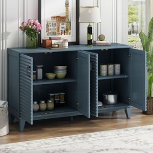 Large Storage Buffet with 4 Doors and Adjustable <b>Shelves</b> Sideboard for <b>Kitchen</b> Living Room Dining Room with Metal Handles - Product Image 3