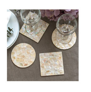 Sous-verres en nacre Royal Design MOP, design géométrique noir et blanc, tapis et supports - Product Image 4