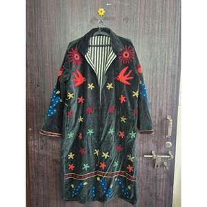 Handmade Vintage Suzani Long <b>Velvet</b> Breathable Eco-Friendly Quilted Winter <b>Coat</b> Bohemian Floral Embroidered <b>Women</b> Wedding - Product Image 2