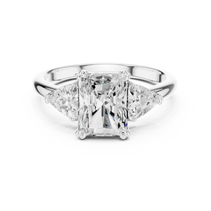 Anillo de Compromiso de Oro Amarillo de 14K con Diamante Cultivado en Laboratorio Certificado por IGI de 2CT, Corte Radiante y Corte Trillón Lateral, para Aniversario o Boda - Product Image 5