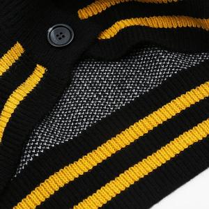 Cárdigan Transpirable con Cuello en V para Hombre, Estilo Universitario, Suéter de Punto a Rayas para Uso Casual en el Campus - Product Image 4