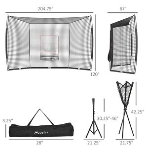 Attrezzatura Portatile per Allenamento di Softball e Baseball, Rete da Baseball con Zona di Battuta, Tee e Borsa per il Trasporto - Product Image 3