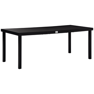 Tavolo da Pranzo Rettangolare da Esterno con Telaio in Alluminio, 8 Posti, Piano in HDPE Effetto Legno, Nero, Resistente alle Intemperie - Product Image 1