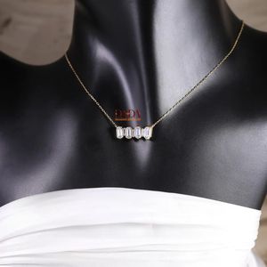 Collar de Barra Baguette, Colgante de Barra de Diamantes Minimalista, Joyería Elegante y Delicada para Mujer, Collar de Diamantes Horizontal, Joyería Fina - Product Image 3