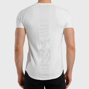 <b>Men's</b> Summer Fashion T-<b>Shirts</b> New Wholesale 100% Cotton Knit Solid Eco-Friendly <b>Short</b>-<b>Sleeve</b> O-Neck Plain <b>White</b> Front Style - Product Image 3
