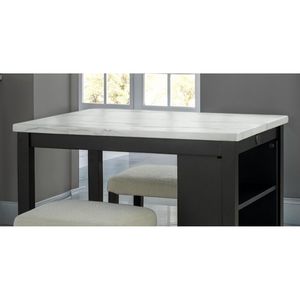 Juego de Comedor de 3 Piezas con Mesa Negra de Alto Brillo, Estantes Laterales Blancos/Marfil y Taburetes - Product Image 3