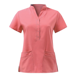 Meilleur prix OEM, haut de gamme, 100% coton, haut de travail à manches courtes, logo personnalisé, détection des aiguilles, uniforme d'hôpital - Product Image 3