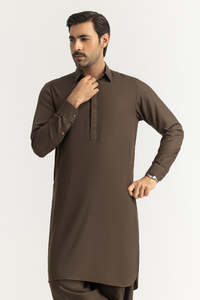 <b>Men's</b> Solid Color <b>Kurta</b> Pajama Set Knee-Length Regular Fit Traditional Indian Pakistani Clothing Polyester Casual Wear For <b>Men</b> - Product Image 5