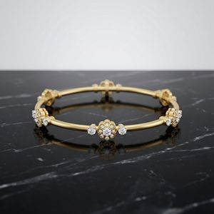 Pulsera Plateada con Diamantes Florales Dorados, Diamantes Cultivados en Laboratorio, Diseño Clásico para Mujer, Regalo de Aniversario, Fiesta - Product Image 5