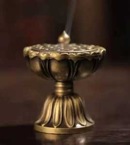 Brûleur d'encens en métal Lotus en gros, brûleur d'encens en alliage de bronze, porte-encens portable, cadeau souvenir - Product Image 1