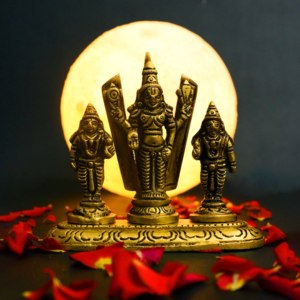ชุดพระบาลากีเพอรูมัลทองเหลืองทำมือ สูง 8.5 ซม. สำหรับตกแต่งบ้านและวัด - Product Image 5