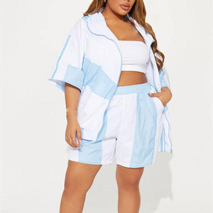 Custom Made Women's Lightweight Nylon Tracksuit Windbreaker Shorts Set Breathable Outdoor <b>Zipper</b> <b>Jacket</b> - Product Image 3