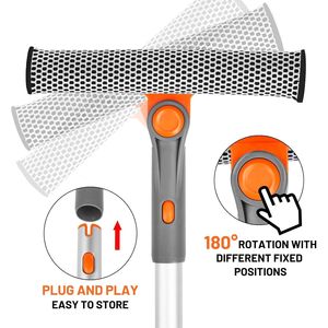 Kit Professionale 2-in-1 per Pulizia Finestre con Tergivetro Telescopico e Strumento Rotante per Lavaggio Facile - Product Image 3