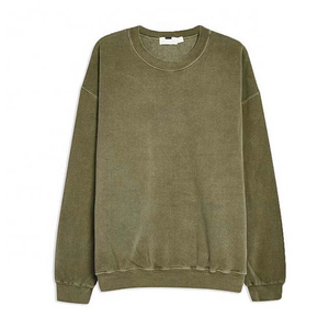 Sweat-shirt oversize à col rond, couleur unie, en coton tricoté, unisexe, décontracté, effet délavé soleil, pour l'hiver - Product Image 4