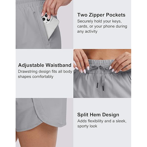 Pantalones Cortos Deportivos Modernos Grises para Hombre, Pantalones Deportivos Transpirables de Secado Rápido con Bolsillo Invisible con Cremallera para Teléfono Celular B2B - Product Image 5