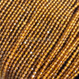 Cuentas redondas microfacetadas de granate Hessonita natural de 2 mm, cuentas de granate para la fabricación de joyas, venta al por mayor, cuentas sueltas facetadas con corte de diamante. - Product Image 6