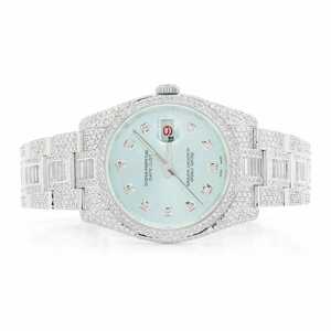 Luxury Fully <b>Iced</b> <b>Out</b> Moissanite <b>Watch</b> Ice Blue Dial Automatic Mechanical Diamond <b>Watch</b> Stainless Steel - Product Image 1