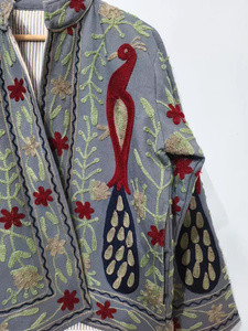 Floral Embroidered Suzani Vintage <b>Velvet</b> Cotton Filled Reversible <b>Womens</b> Bomber <b>Jacket</b> Autumn/Winter/Summer OEM Wholesale Gift - Product Image 5